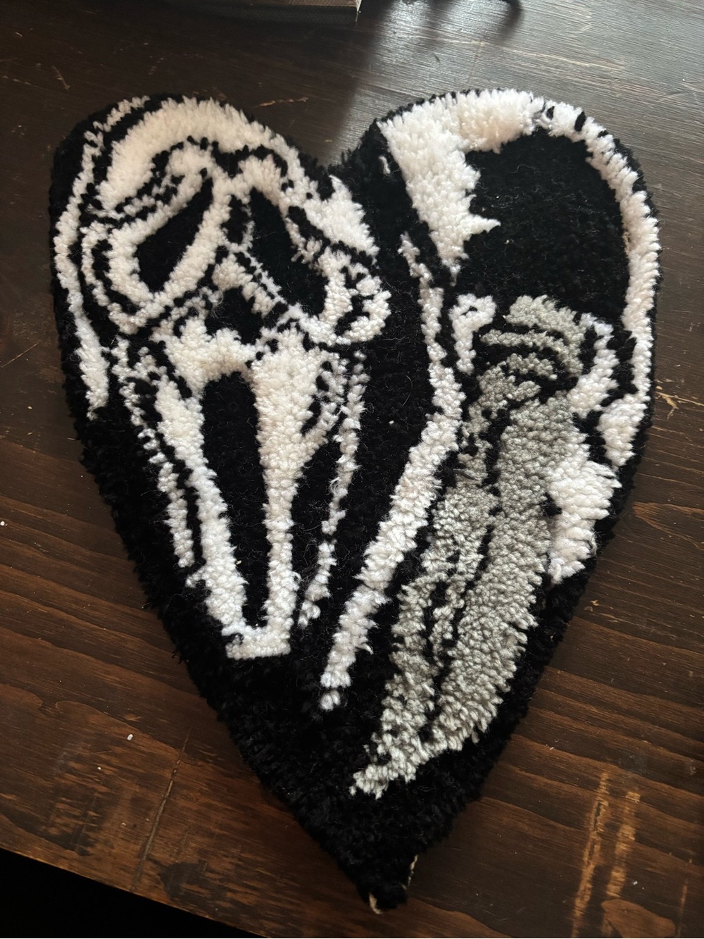 Unique Ghost Face Heart-Shaped Shag Rug